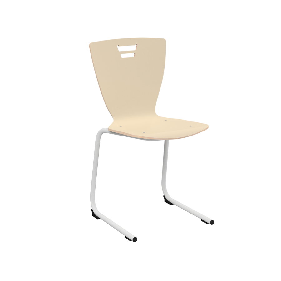 Стілець ергономічний з гнутим металокаркасом та фанерним моноблоком, з отвором на спинці, з пластиковим покриттям HPL, АЛМАНТ, 420х475х830 мм(h=460 мм)